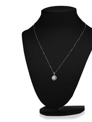 5A Cubic Zirconia Round Necklace And Halo Drop Earrings Set