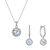 5A Cubic Zirconia Round Necklace And Halo Drop Earrings Set - Silver