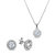 5A Cubic Zirconia Round Pendant Necklace And Earrings Set - Silver