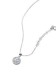 5A Cubic Zirconia Round Pendant Necklace And Earrings Set