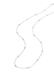 925 Sterling Silver Long Necklace with Cubic Zirconia