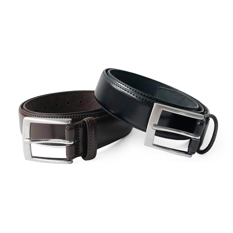 Club Rochelier 2Pc Leather Belt Set