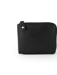 Club Rochelier Men's Leather Zip Around Billfold Wallet (style no. 44300) - Black