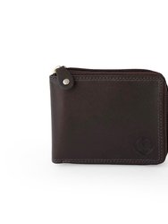 Club Rochelier Men's Leather Zip Around Billfold Wallet (style no. 44300) - Mahogany