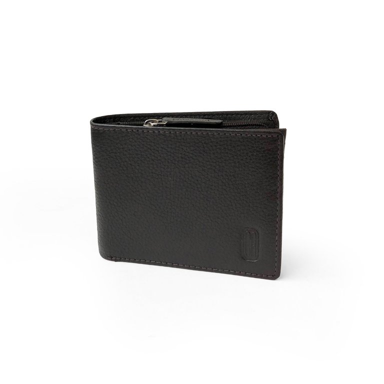 Club Rochelier Slim Men Wallet With Zippered Pocket - Brown