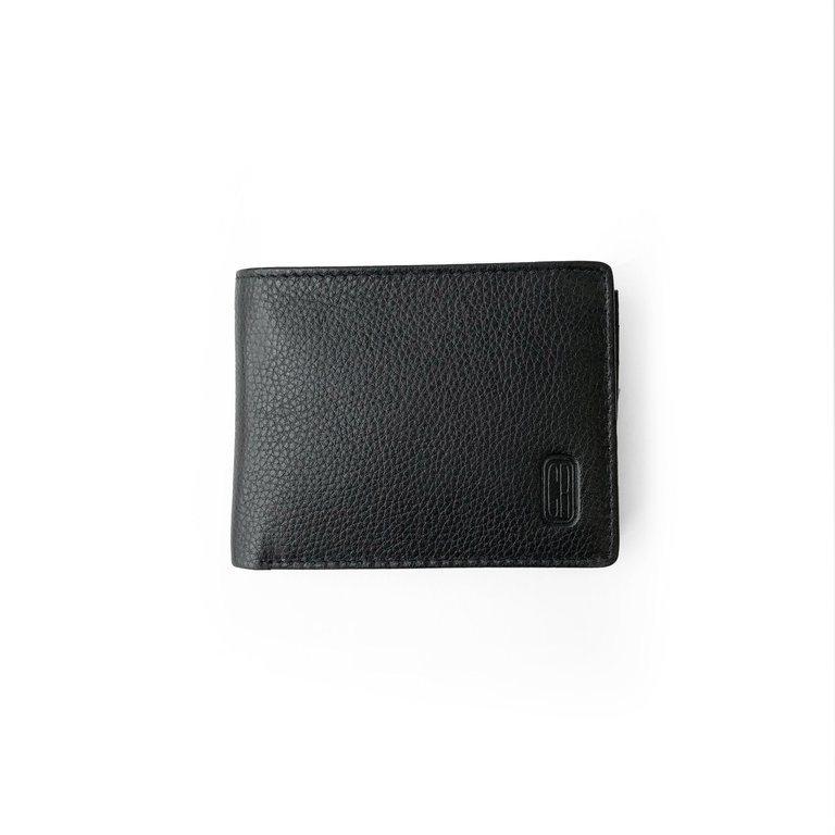 Club Rochelier Slim Men Wallet With Zippered Pocket - Black