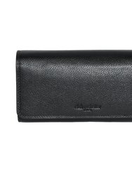 Clutch Wallet With Checkbook & Gusset - Black