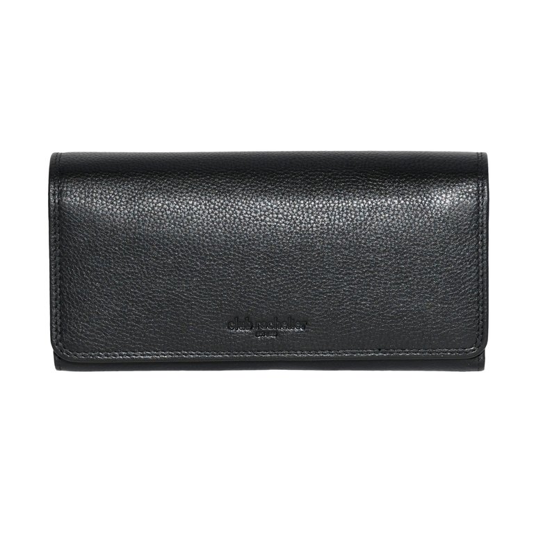 Clutch Wallet With Checkbook & Gusset - Black