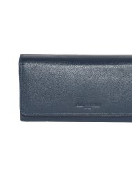 Clutch Wallet With Checkbook & Gusset - Navy