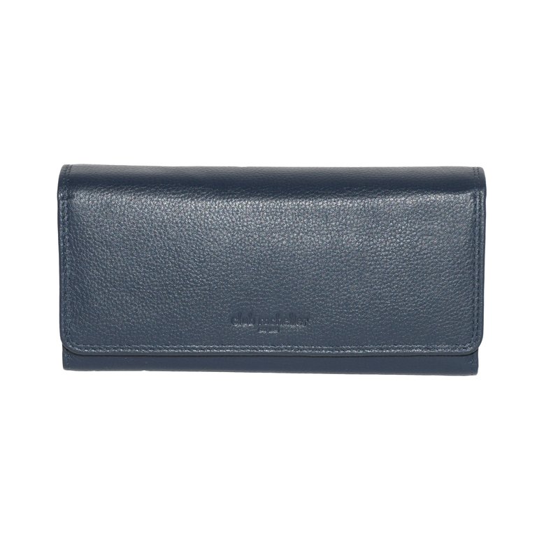 Clutch Wallet With Checkbook & Gusset - Navy