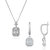 Cubic Zirconia Geometric Necklace And Drop Earrings Set - Silver