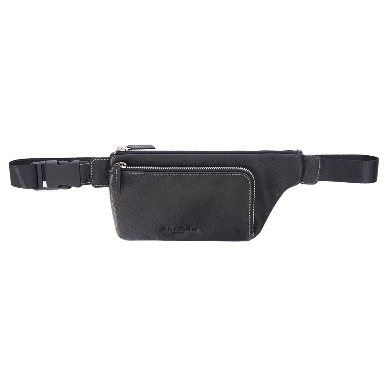 Double Zipper Belt Bag and Card Holder - Black