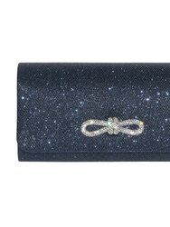 Evening Bag With Glitter Bow - Blue