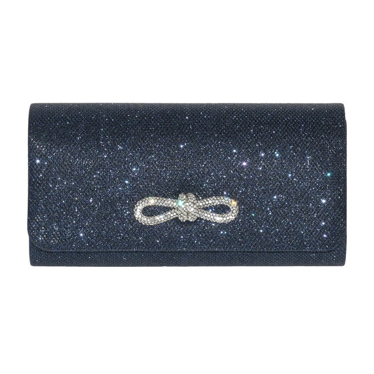 Evening Bag With Glitter Bow - Blue