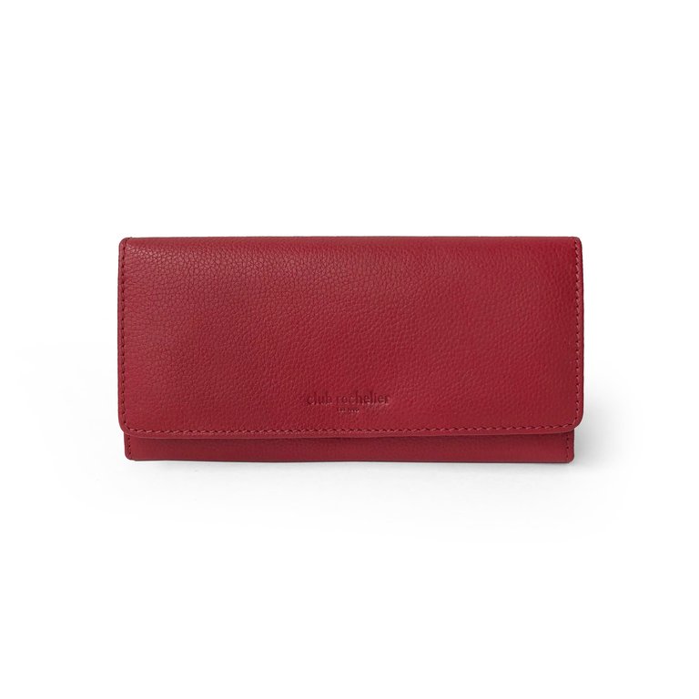 Full Leather Ladies Clutch Wallet With Gusset - Red