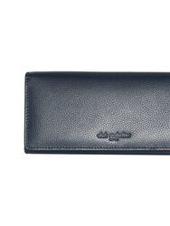 Full Leather Ladies Clutch Wallet With Gusset - Navy