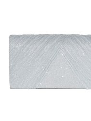 Glitter Evening Bag With Pleats - Grey