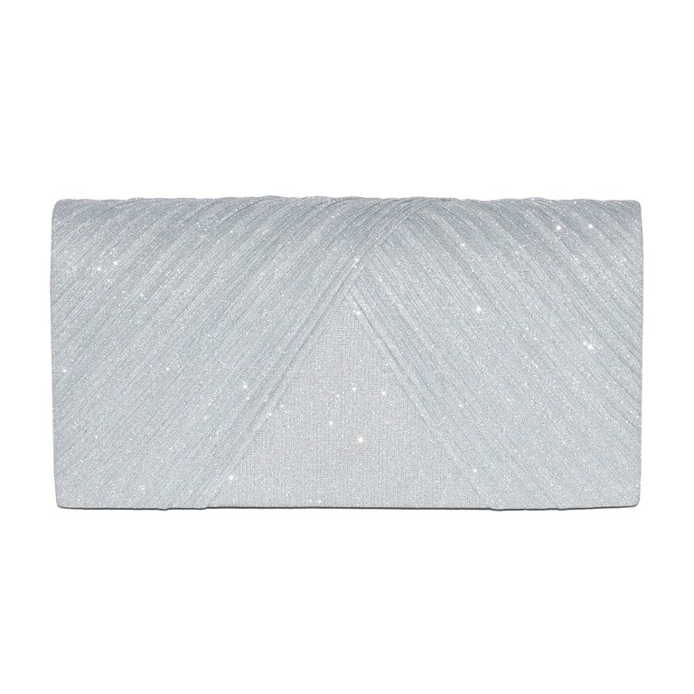Glitter Evening Bag With Pleats - Grey