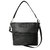 Ladies Large Leather Multi Zip Pocket Hobo Shoulder Bag - Black