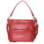 Ladies Large Leather Multi Zip Pocket Hobo Shoulder Bag - Red