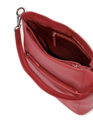 Ladies Large Leather Multi Zip Pocket Hobo Shoulder Bag