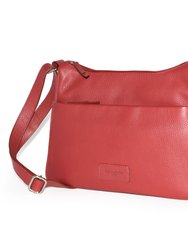 Ladies Leather Medium Multi Zip Crossbody Bag