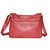 Ladies Leather Medium Multi Zip Crossbody Bag - Red