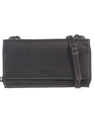 Large Ladies Full Leather Wallet on String - Black