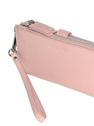 Leather Ladies Double Zip Clutch