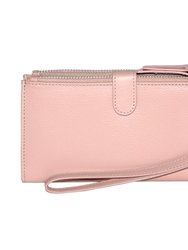 Leather Ladies Double Zip Clutch