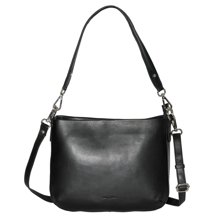 Leather Shoulder and Crossbody Bag - Black