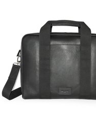Leather Top Handle Briefcase - Black