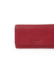 Medium Full Leather Ladies Clutch - Red