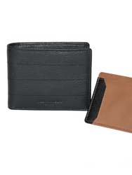 Mens Billfold with Removable Card Holder - Black/Tan