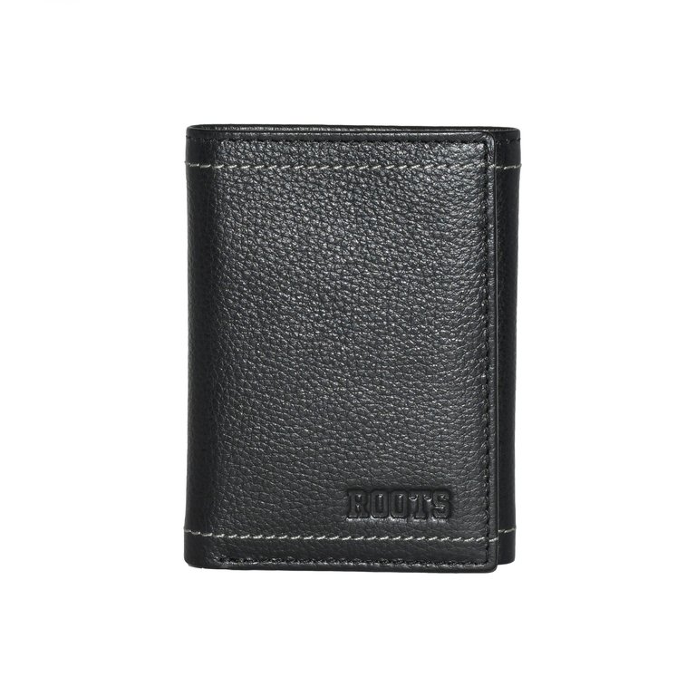 Men's Trifold Wallet - Black - Black