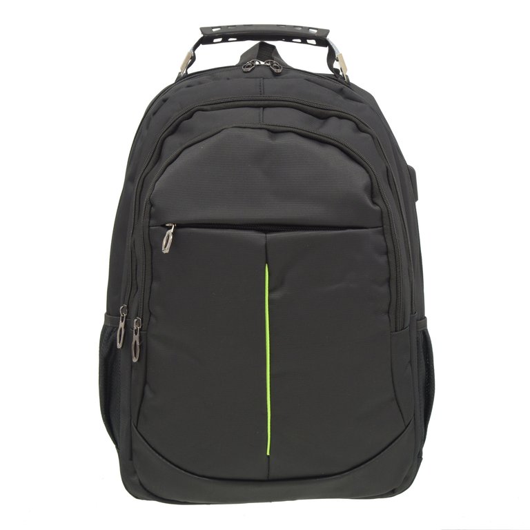 Oval Multi Pocket Backpack with Usb - Black
