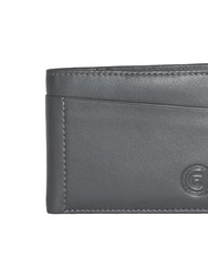 Slim Mens Wallet With Zippered Pocket - Charcoal