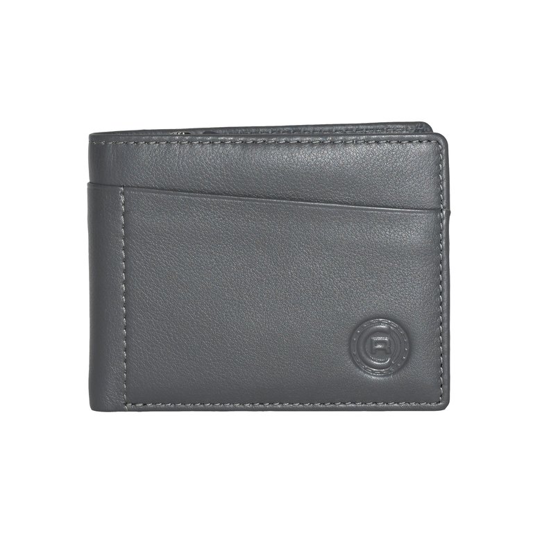 Slim Mens Wallet With Zippered Pocket - Charcoal