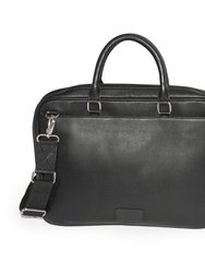 Slim Open Flap Briefcase With Top Handles - Black