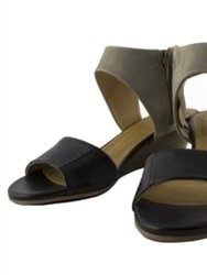 Two Toned Leather Wedge Sandal