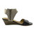 Two Toned Leather Wedge Sandal - Black/Tan