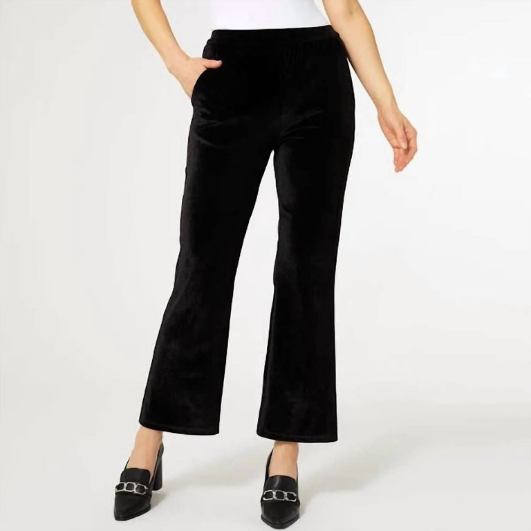 Pleat Front Velour Pant - Black