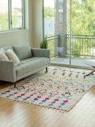 Solaris Vintage Moroccan Rug 6'x9' White/Blue/Yellow/Green/Pink (Wool)