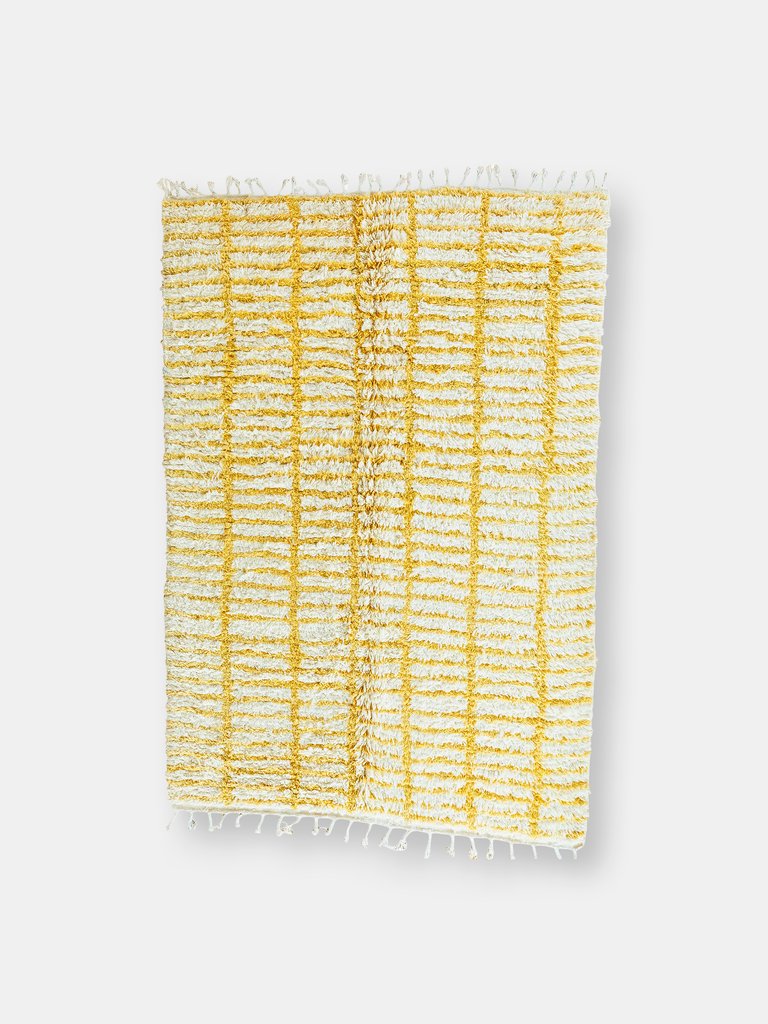 Stowaway Vintage Moroccan Rug 5'x9' White/Yellow (Wool)