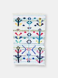 The Sum Of Us Vintage Moroccan Rug 3'x5' - White/Blue/Yellow/Red/Pink
