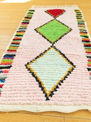 Things To Come Vintage Moroccan Rug 2'x3' White/Green/Red (Wool)