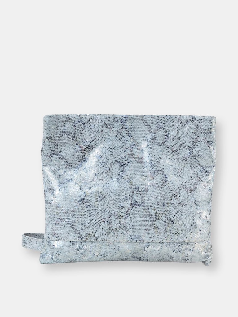 Mollie Cross-Body Convertible Clutch: White Blue Metallic