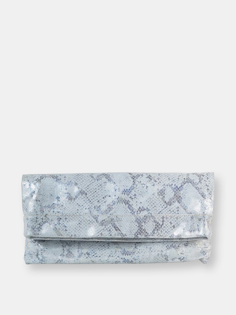 Mollie Cross-Body Convertible Clutch: White Blue Metallic - White Blue Metallic