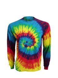 Colortone Adults Unisex Long Sleeve Tie-Dye T-Shirt (Rainbow) - Rainbow
