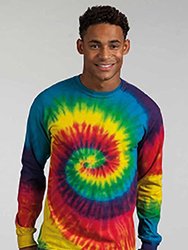 Colortone Adults Unisex Long Sleeve Tie-Dye T-Shirt (Rainbow)